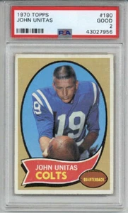 1970 TOPPS #180 JOHNNY UNITAS FOOTBALL CARD BALTIMORE COLTS PSA 2 GOOD LOW POP - Picture 1 of 2