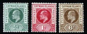 Islas Caimán Rey Eduardo VII 1902 A Wmk Corona CA Grupo SG 3 SG 4 y SG 6 COMO NUEVO - Imagen 1 de 2