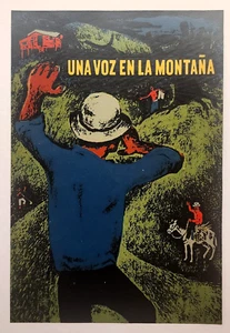POSTER VINTAGE DIVEDCO MINI SERIGRAFIA / UNA VOZ EN LA MONTANA / HOMAR / PUERTO RICO - Foto 1 di 2