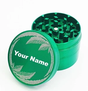 Custom Engraved Metal Grinder Crusher 50mm 4 Part Personalised Name Message UK