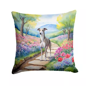 Whippet Spring Garden Path Throw Pillow - Picture 1 of 9