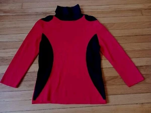 Suéter De Colección Joseph A. Cuello Alto Rojo Negro Bloque de Color Mod Star Trek Años 80 Mediano - Imagen 1 de 7