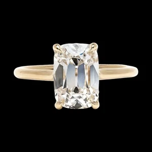 3.10 Ct Old Mine Cushion Cut Lab Grown Diamond IGI 18K Yellow Gold Lab Created - Picture 1 of 7