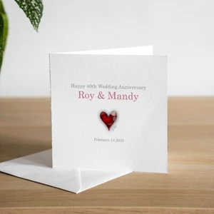 Tarjeta de aniversario de boda 40 rubí personalizada hecha a mano para ellos esposo esposa - Imagen 1 de 3