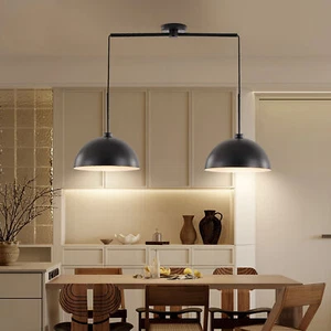 2 Light Modern LED Pendant Black Shade Ceiling Chandelier Kitchen Island Fixture - Picture 1 of 9