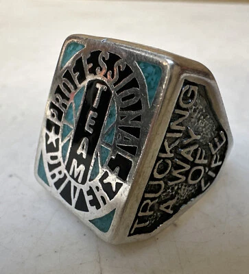 G&S Gordon & Smith Silver Vintage 1998 Trucker Ring Professional Team Driver 13 - Image 1 of 4
