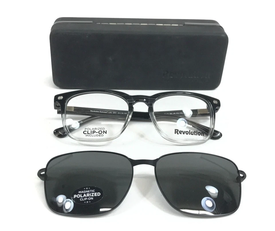 Revolution Eyeglasses Frames Lido GRY Gray Faded w/ Polarized Clip-On 51-19-140 - Image 1 of 4