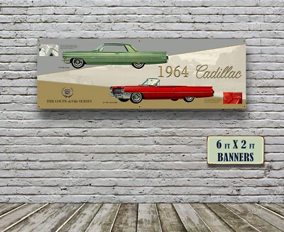 1964 Cadillac Dealer Garage Banner Convertible Coupe de Ville Sedan Caddy - Image 1 of 3