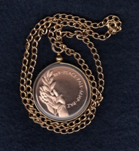 1976 UNITED NATIONS PEACE BRONZE COIN in Case with chain A18 - Picture 1 of 2