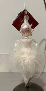 De Carlini Ballerina Sparkle Star White Feather Dancer Christmas Ornament Italy - Picture 1 of 24