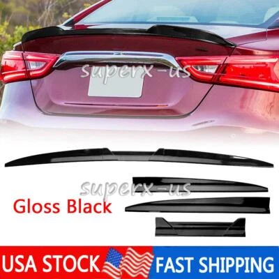 For Nissan Maxima Sedan 2000-2023 Gloss Black Rear Trunk Lip Spoiler Wing - Image 1 of 4