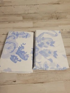 Pottery Barn Teen LoveShackFancy Garden Damask Organic Standard Pillowcases Blue - Picture 1 of 2