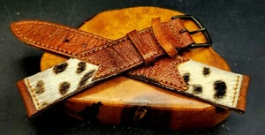 Rare Vintage WESTERN Original 17mm COWHIDE Superb Leather Watch Band !! - Foto 1 di 3