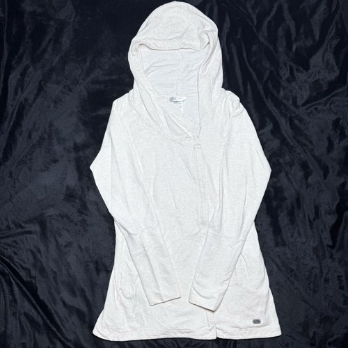 OFF WHITE Giacca cardigan The North Face cappuccio lungo bianco sporco erica moto zip laterale grande