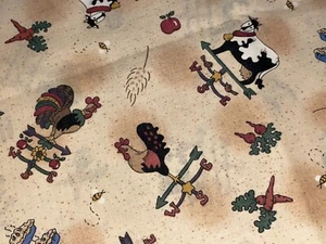 By 1/2 Yd Leslie Beck Cranston Pig Cow Chicken Weathervane Cotton Fabric BTHY - Picture 1 of 8