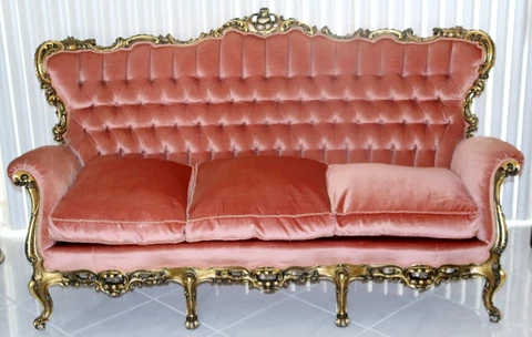 Gilt / Gold Wood French / Italian Provincial Large Sofa Cover