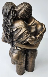 Couple in Love Signed by Oliver Tupton Bronze Painted Resin 13" Statue - Picture 1 of 24