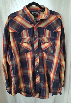 Panhandle Slim Western Button Up Shirt Mens 2XL 90 Proof Plaid Pearl Snaps - Image 1 of 4