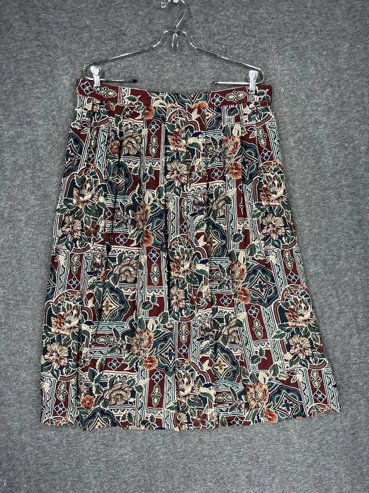 Vintage Briggs New York Maxi Skirt Plus Size 18W 90s Floral Boho Rayon Stretch - Image 1 of 4