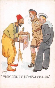 POSTCARD  COMIC    MILITARY   VERY PRETTY SIR  HALF  PIASTRE - Picture 1 of 2