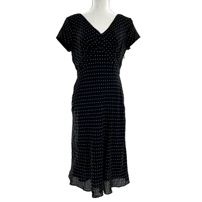 Vestido de Seda Y2K Donna Ricco Negro Tostado Lunares 10 Babydoll Coqueta Coqueta De Colección Foto 1 de 4