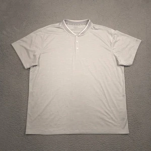 Prince Stretch Golf Polo Men 2XL Light Gray Textured Knit Henley Collar Shirt - Picture 1 of 11