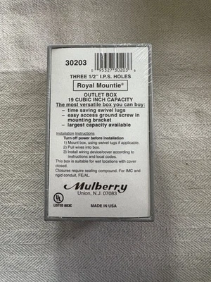 "Caja de salida Mulberry Royal Mountie 30203 agujeros de 1/2"" 19" (caja clasificada para exteriores 2x4)" Foto 1 de 4