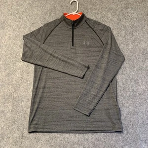 Maglione Under Armour 1/4 Zip Mems M Grigio Manica Lunga Finto Collo - Foto 1 di 17
