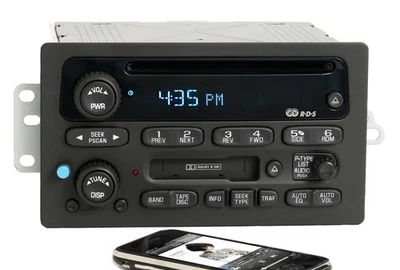 Chevy GMC 2002-03 Trailblazer Radio AM FM CD Cassette w Bluetooth Music 15058225 - Image 1 of 4
