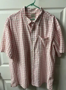 Camisa LL Bean Camp Para Hombres XXL Roja Blanca Cuadros Abuelo Núcleo Manga Corta Bolsillo - Imagen 1 de 6