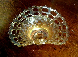 Fenton Pastel Marigold Carnival Glass Basket Weave Open Edge Bowl. Ad for Brand - Picture 1 of 6
