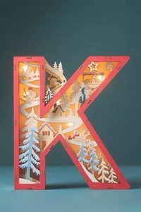 ANTHROPOLOGIE WONDERLAND SCENE MONOGRAM LETTER K CHRISTMAS HOLIDAY LIGHT UP NEW - Picture 1 of 3