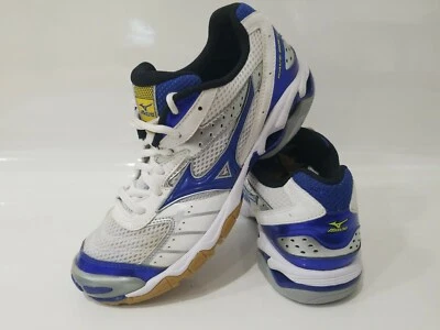 Mizuno Ladies Wave Bolt Royal Blue White Silver Athletic Shoe Sz W8.5 9KV-28425 - Image 1 of 4