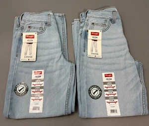 2 Pair Wrangler Loose Denim Adjustable Blue Jeans Boys Kids 10 Slim NEW - Picture 1 of 3