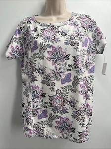 T by Talbots Women's SUPERSOFT JERSEY SHORT SLEEVE TEE Multicolor Shirt Size PM - Picture 1 of 12