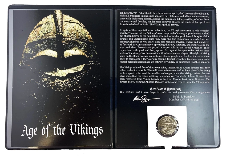 Moneda de plata Age of Vikings dinastía abasí con certificado de autenticidad y álbum Foto 1 de 3