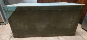 Vintage Antique Brass Luggage Chest Table Steam Texas Trunk 4/57 1957 31x16x15 - Picture 1 of 10
