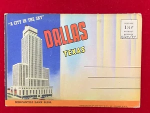 Dallas TX Texas Postkarte mit 9 2-seitigen Fächerfalzfotos "Eine Stadt am Himmel" 1941 - Bild 1 von 8