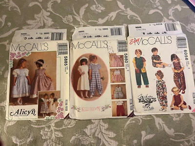 3 Vintage 90s kids sewing patterns uncut Toddler common sizes 3 dress and romper - Image 1 of 4