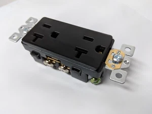 (20 pc) Decorator Duplex 20A Receptacles 20 Amp Decora Outlets Black Commercial - Picture 1 of 4