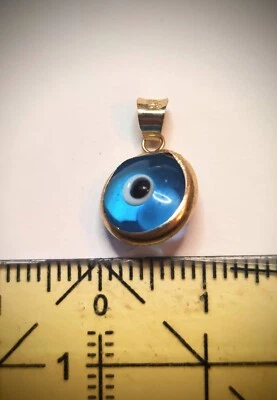 Nazar Boncuk Anhänger, 8K (333) vergoldet, türkisches böses Auge Glücksbringer - Bild 1 von 3
