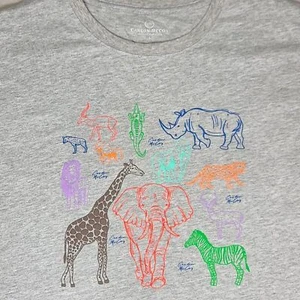 Cardin McCoy gray tshirt (Size L) colorful animals front design - Picture 1 of 6