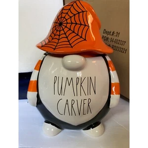 Rae Dunn 11" Halloween Pumpkin Carver Gnome Cookie Jar Canister Tabletop Decor - Picture 1 of 9