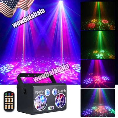 LED RGB Stage Light DMX Laser Projector DJ Disco Show Party Lighting W/Remote US - Image 1 of 4
