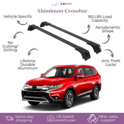 Fits Mitsubishi Outlander 2014-2021 2PCS Roof Rack Cross Bars 165 LBS - Image 1 of 4