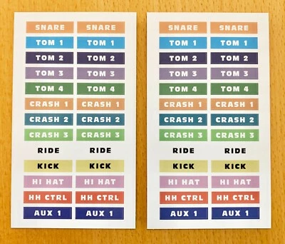 SILVERLINE AUDIO 2 SETS of Roland V-Drum Cable Snake Stickers -Laminated Decal TD Label Pair Pack