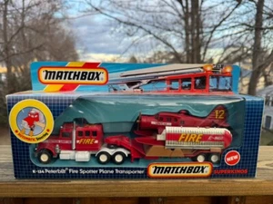 MATCHBOX SUPERKINGS K-134 PETERBILT FIRE SPOTTER PLANE TRANSPORTER OB - Picture 1 of 4