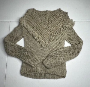 VINTAGE Jabe Italian Crochet Sweater Brown Gold Womens Size Large Made In Italy - Picture 1 of 6