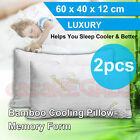 2x Luxury Bamboo Pillow Anti Bacterial Memory Foam Fabric Cover 60x40cm