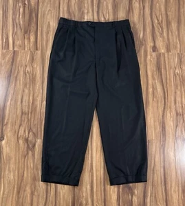 Joseph & Feiss Pants Mens 39x44 Long Black Pleated Straight Leg Gold 100% Wool - Picture 1 of 12